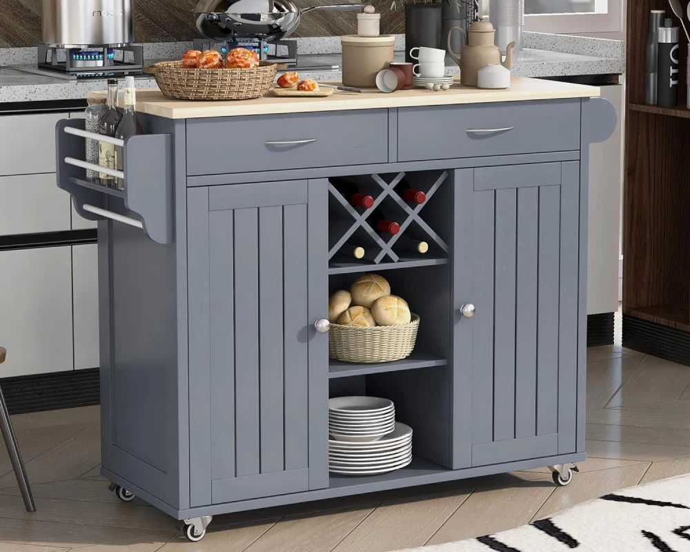 wooden rolling cart with drawers