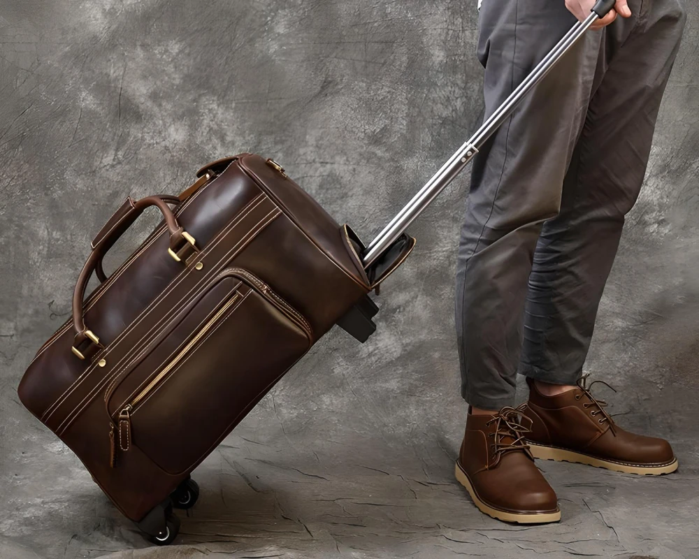mens leather carry on