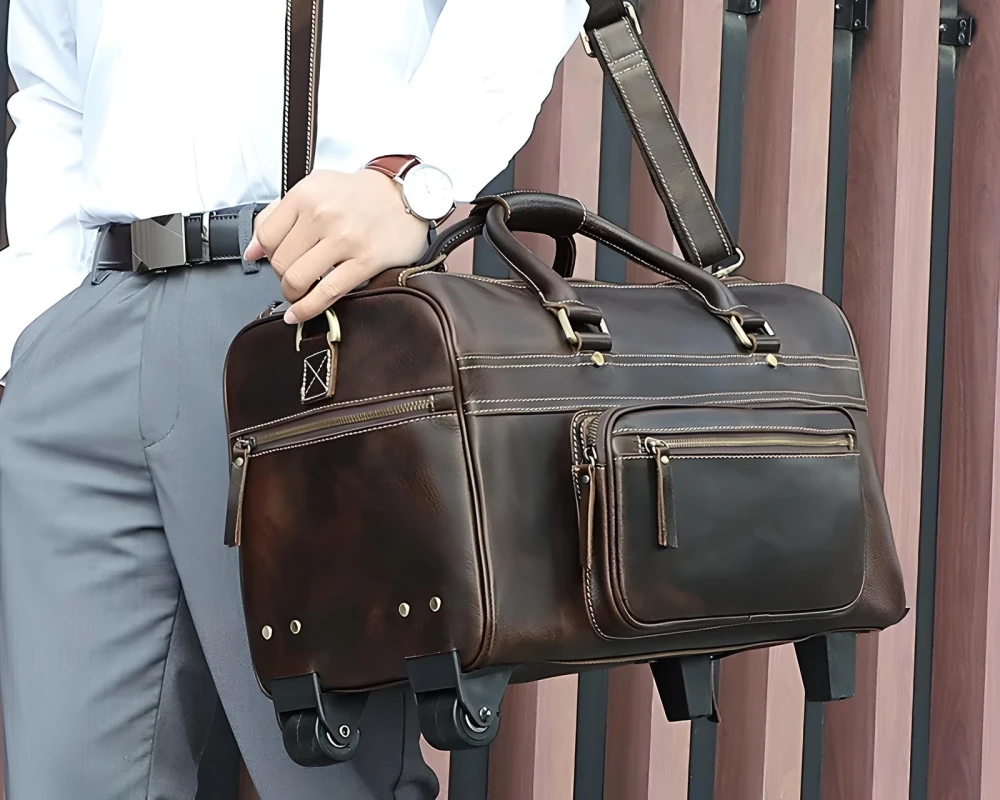 leather suitcase carry on