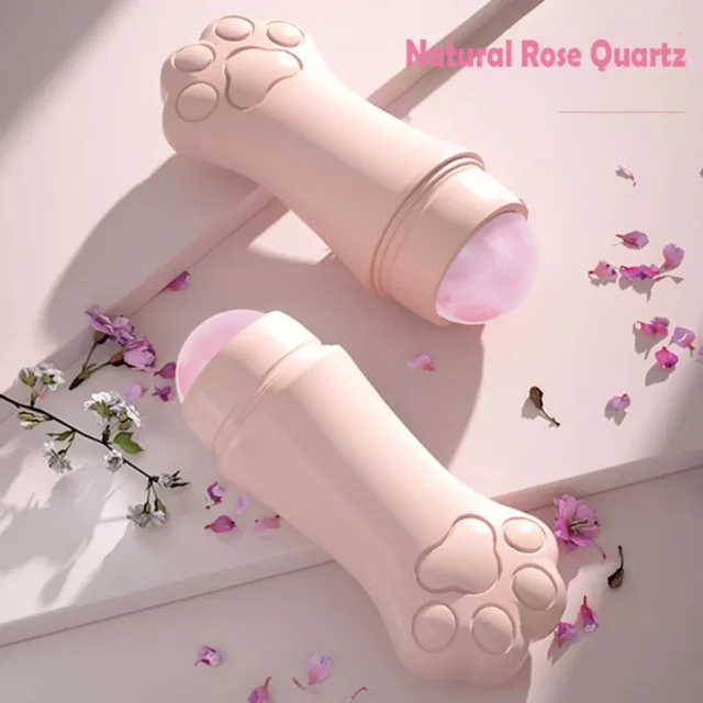 volcanic rose quartz and oil absorbing rollers