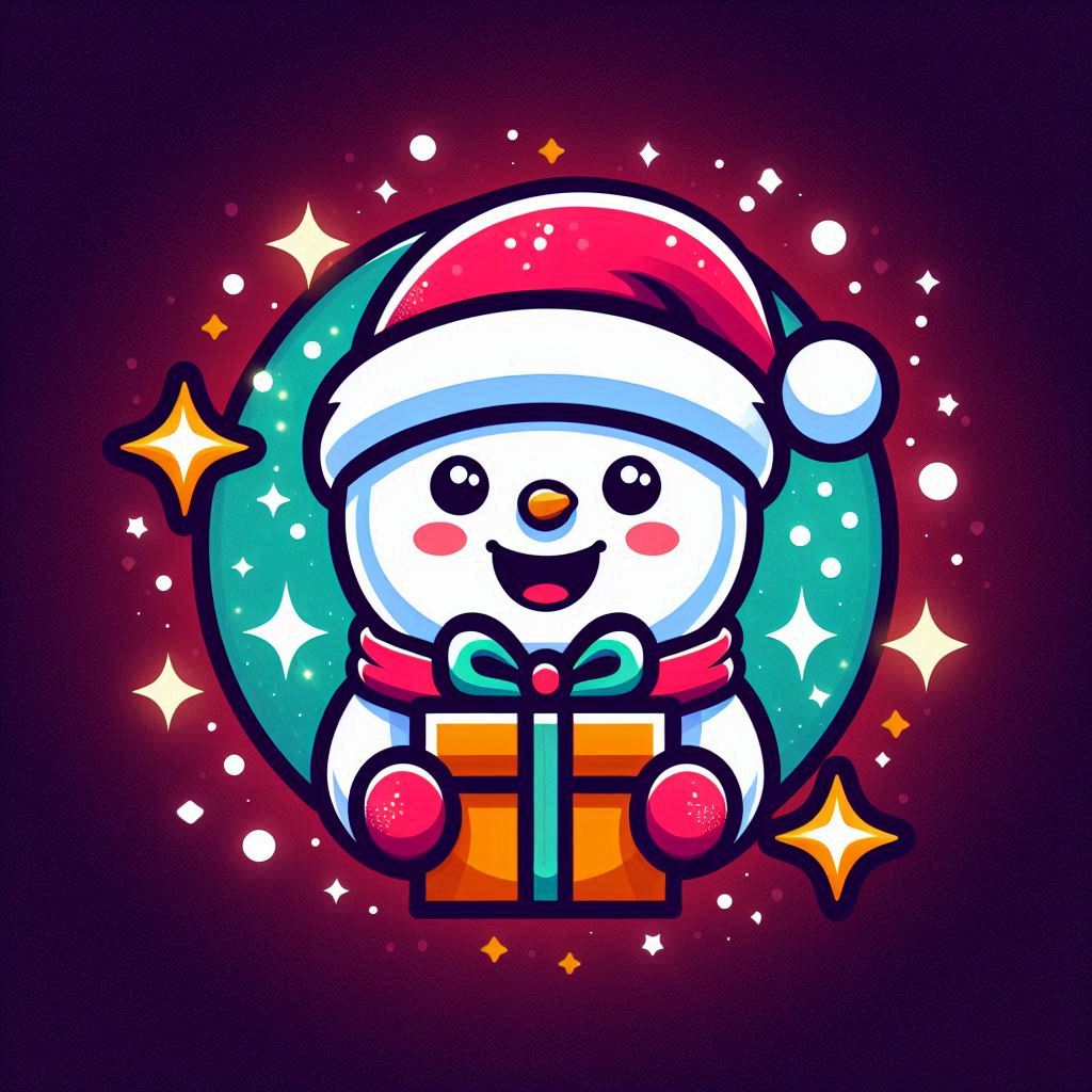 Animated snowman holding a gift